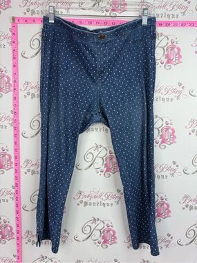 HUE Blue Polka Dot Stretch Leggings